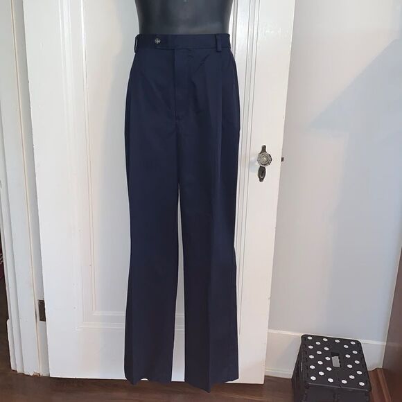 Roundtree & Yorke navy blue pleat front pants - Picture 1 of 8